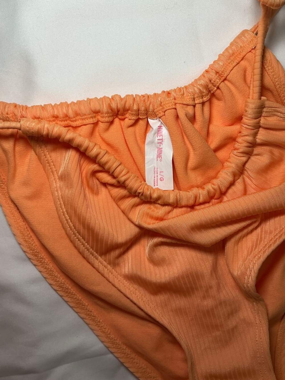 Orange Ribbed Tie-Side Bikini Set - Women Intimates & Sleepwear - Picture 6 of 8